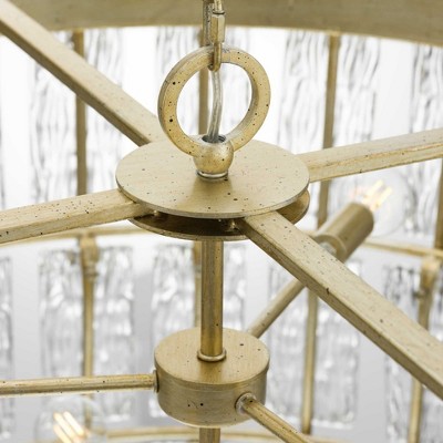 Gilded Silver 9-Light Tiered Chandelier with Artisanal Glass