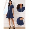 INSPIRE CHIC Women's V Neck Short Sleeves Tweed Trim Dressy Office A-Line Work Dresses - 2 of 4