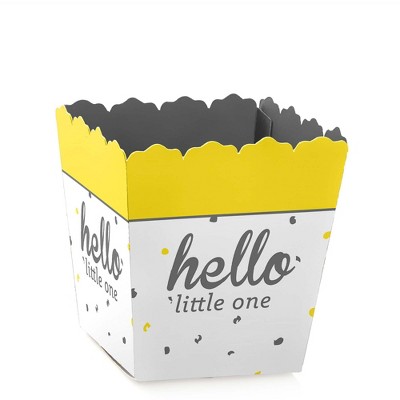 Big Dot of Happiness Hello Little One - Yellow and Gray - Party Mini Favor Boxes - Baby Shower Treat Candy Boxes - Set of 12