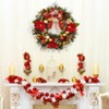 30 Inch Christmas Wreath, Lighted Large Outdoor Christmas Door Wreath with Red Gold Balls for Front Door Fireplace Window Holiday Home Decor - 2 of 4