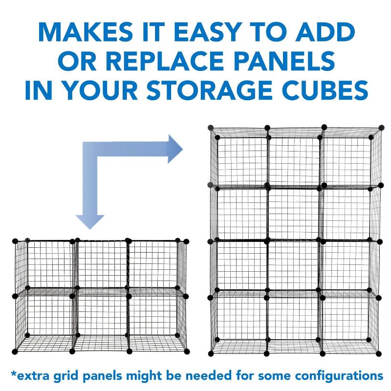 Mount-It! 24 Piece Storage Cube Connector | Fits Modular Storage Cube Organizers with 0.16" Wire Diameter | Black, 4 of 9