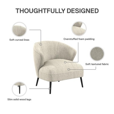 Tan Polyester Barrel Accent Chair with Wood Legs