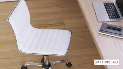 Brown Vinyl Armless Swivel Executive Office Chair