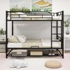 Full Over Full Metal Bunk Bed with Shelf and Guardrails - 3 of 4