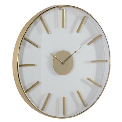 30" x 30" Large Round Stainless Steel Modern Wall Clock Gold - Venus Williams Collection