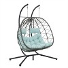 ELJGET Double Hanging Egg Chair with Stand and Soft Cushion, Dark Gray - 2 of 4