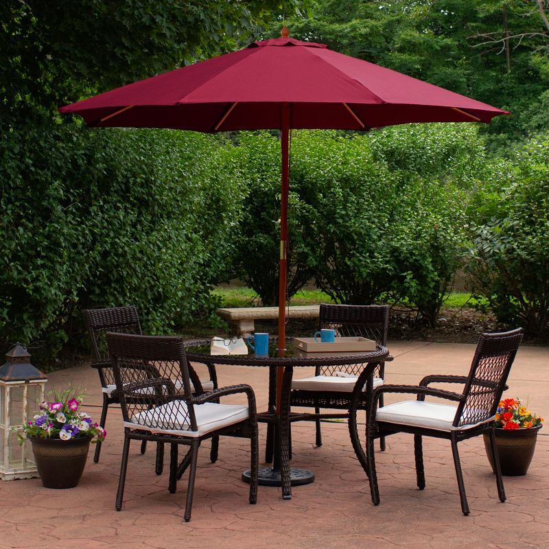 Northlight 8.5ft Outdoor Patio Market Umbrella with Wooden Pole, Burgundy, 2 of 5