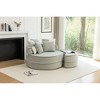 Runesay Modern Oversized Round Lazy Lounge Sofa with 5 Pillows and Ottoman - 3 of 4