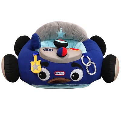 Little Tikes Cozy Coupe Plush Car Baby Toddler Lounger Seat with Working Car Horn, Reflective Side Mirror, and Cup Holder, Patrol Police Car