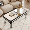 Silver Mirrored Coffee Table,Black Vintage Carved Wooden,with Mirrored Finish,for Living Room and Office(24inD x 48inW x 18inH) - 4 of 4