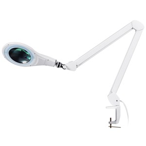 LED Magnifying Glass Desk Lamp w/ Swivel Arm & Clamp 2.25x Magnification White - 1 of 4