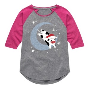 Girls' - Instant Message - Christmas Santa Cow Jumping Over Moon - 1 of 4