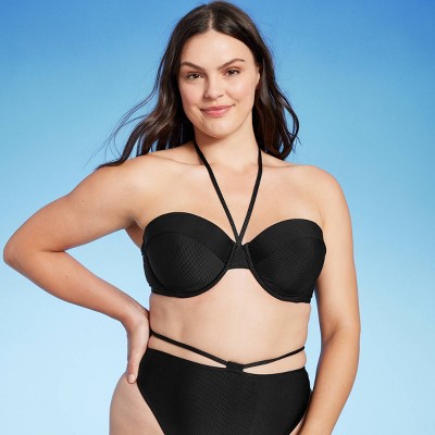 Women's Lightly Lined Ribbed Halter Bikini Top - Shade & Shore™ : Target