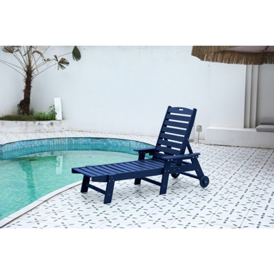 VisioGear Patio Chaise Lounges, Lounge Chair Outdoor with Texture, Oversized Chaise Lounge Chair with Cup Holder, Blue, 75.20"*28.74"*39.17"