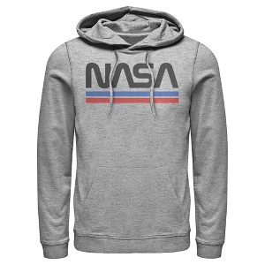 Men's NASA Stripe Minimal Logo Vintage Pull Over Hoodie - 1 of 3