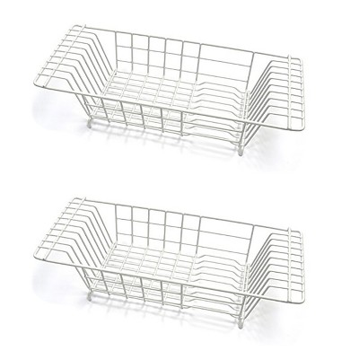  Over The Sink Dish Drying Rack - Cabinet Door Sink Rack - Over  The Counter Dish Drying Rack for Kitchen Sink Shlef Adjustable (Color :  White Full set, Size : 95cm)