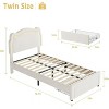 Twin Size Luxury Velvet Princess Platform Bed Frame - Smart Headboard, Built-in Storage Drawer, Wooden Slats Support,Cozy Bed for Bedroom - 2 of 4