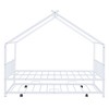 Full/Twin Size House-Shaped Metal Platform Bed Frame with Twin Size Trundle Bed/ Drawers 4S -ModernLuxe - 4 of 4