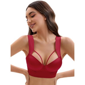 INSPIRE CHIC Women's Push Up Adjustable Wide Straps Underwire Full Coverage Comfort Bras - 1 of 4