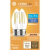 GE 2pk Relax Warm White 60W BM Clear: LED B11 Dimmable Light Bulbs, E26 Base, 500 Lumens, Energy Star Certified - 2 of 4