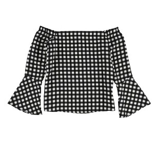 bar III Womens Gingham Off the Shoulder Blouse - 1 of 2