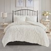 Lyngins 3 Piece Tufted Cotton Chenille Damask Comforter Set, Shabby Chic Bedding Set, 1 Comforter & 2 Shams, Hypoallergenic Quilt Bedding Set - 2 of 4