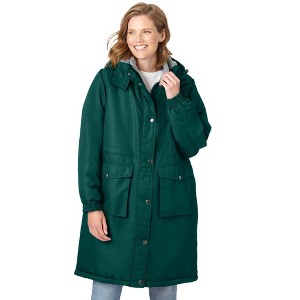Woman Within Plus Size Mid-Length Microfiber Parka - 1 of 4
