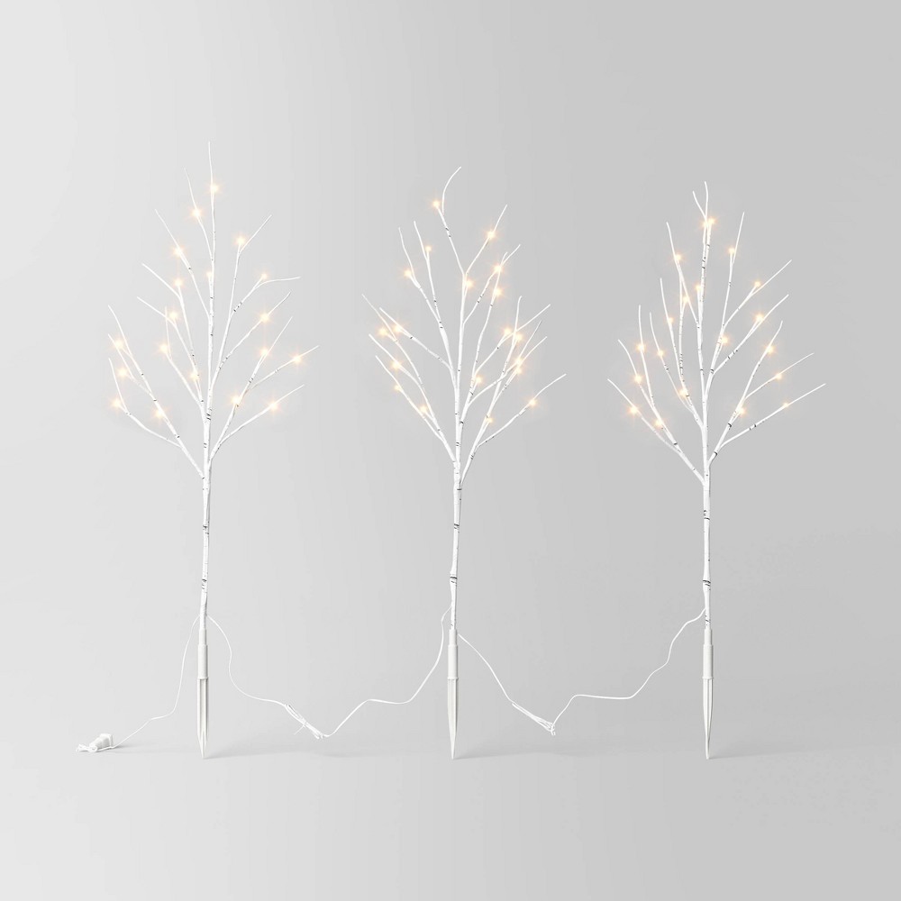 Photos - Floodlight / Street Light 3pc LED Faux Birch Twig Christmas Novelty Sculpture Light Warm White - Won