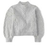 The Children's Place Girls Long Sleeve Faux Pearl Cable Knit Cropped Sweater - 3 of 4