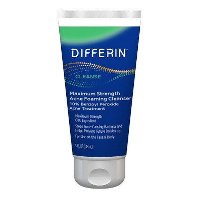 Differin Maximum Strength Acne Foam Face and Body Cleanser 10% BPO - 5 fl oz