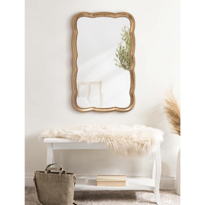 Gold Scalloped Rectangular Wood Wall Mirror, 24x38