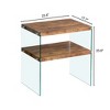 Spassway 24"H*24"W Walnut Wood End Table with Glass Frame 2-Tier Open Storage Shelves Side Tables Vintage Sofa Table for Living Room Bedroom Office - 4 of 4