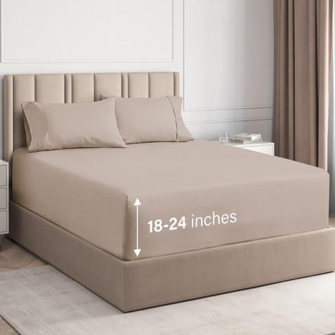 Cgk Linens 4 Piece Extra Deep Pocket Microfiber Sheet Set In Wheat ...