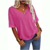 Imily Bela Women's Casual V Neck Half Sleeve Oversized T Shirt Solid Color Basic Top - 3 of 4