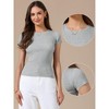 INSPIRE CHIC Women's Crew Collar Casual Office Ribbed Slim Fit Short Sleeves Summer Tops - 2 of 4
