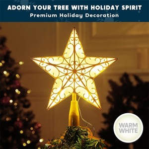 Joyfy Christmas Tree Topper, 9 inch Silver PVC Star Christmas Tree Decorations Indoor for Home Holiday Xmas Party - 1 of 4