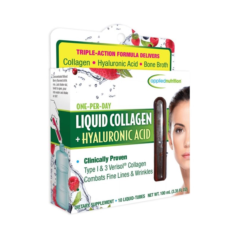 Applied Nutrition Dietary Supplements Liquid Collagen + Hyaluronic Acid - Mixed Berry 10ct, 1 of 3