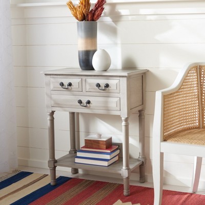 Greige Wood and Metal 3-Drawer Console Table with Storage