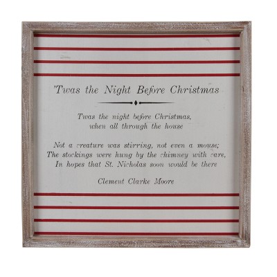 Transpac Wood Framed Night Before Christmas Freestanding Sign Multicolor Tabletop Decoration for Holiday Decor