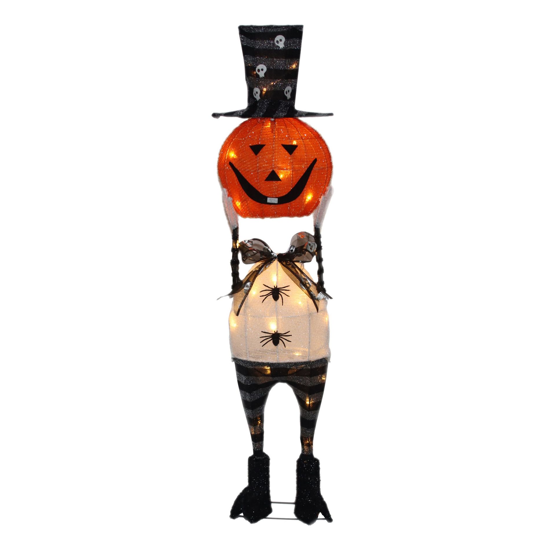 Season's Designs 3ft Headless Jack O Lantern Halloween Decoration, Metal, Modern, Floor, Outdoor, Orange, Indoor/Outdoor Use, Requires 3 AA Batteries,
