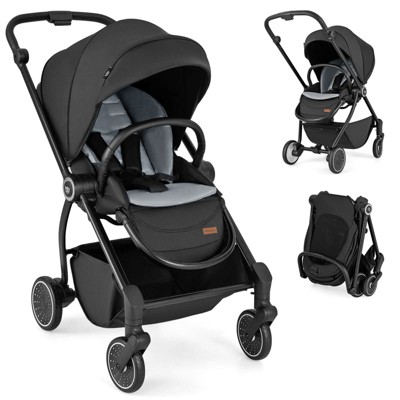 Safstar Baby Stroller Foldable Infant Pram Stroller w/ Reclining Backrest Handle