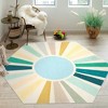 Modern Washable Area Rug Sunrise Colorful Indoor Throw Carpet for Living Room Bedroom - 2 of 4
