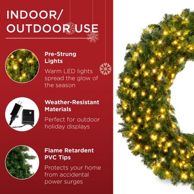 36" Pre-Lit Artificial Fir Christmas Wreath with LED Lights