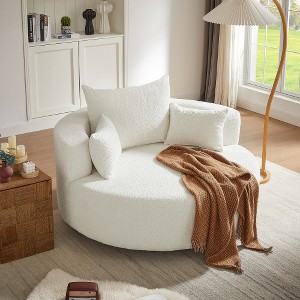 TiramisuBest 360¡ã Swivel Chair Accent Barrel Chair Swivel Round Sofa Chair with 3 Removable Pillows for Living Room, Bedroom, Office and Hotel - 1 of 4