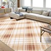 Washable Modern Striped Rug Non Slip Low Pile Rug Soft Throw Floor Cover Foldable Indoor Carpet for Living Room Bedroom Nursery - 2 of 4