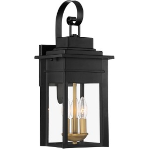 Franklin Iron Works Bransford Vintage Outdoor Wall Light Fixture Black 19" Clear Glass for Post Exterior Barn Deck House Porch Yard Patio Home Outside - 1 of 4