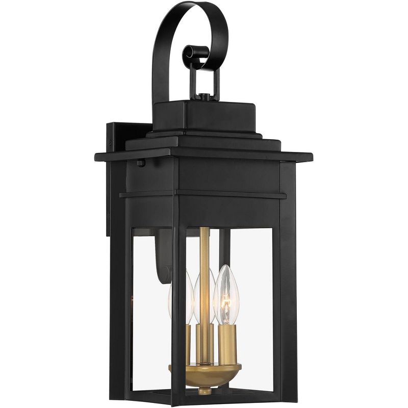 Franklin Iron Works Bransford Vintage Outdoor Wall Light Fixture Black 19" Clear Glass for Post Exterior Barn Deck House Porch Yard Patio Home Outside, 1 of 9