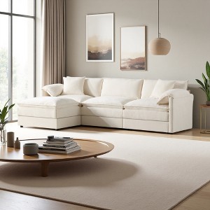 103.5" Chenille L-Shaped Modular Sectional Sofa with Double Cushions - 1 of 4