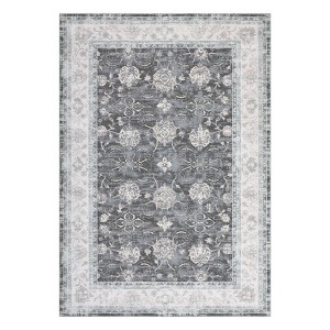 Foldable Chenille Persian Flower Rug, Ultra-Soft, Kid & Pet Friendly, Durable Edges, Easy to Clean and Portable - 1 of 4