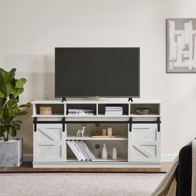 COMHOMA TV Stand Sliding Barn Door with Adjustable Shelves for TVs Up to 65"